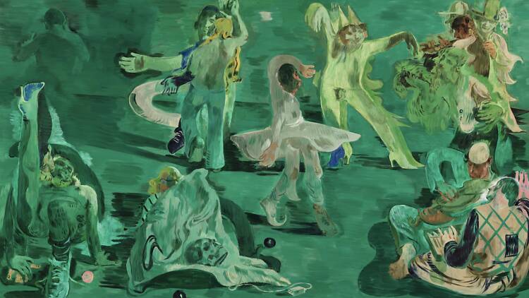 Salman Toor (b.1983), Ghost Ball (2023), Oil on linene, 190.8 x 323.2cm, Pinault Collection Salman Toor (b.1983), Ghost Ball (2023), Oil on linene, 190.8 x 323.2cm, Pinault Collection