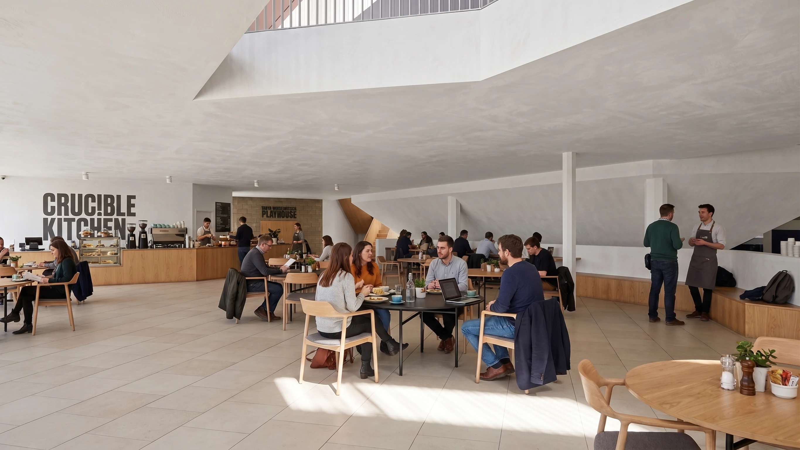Render of cafe at the upgraded Crucible Theatre in Sheffield