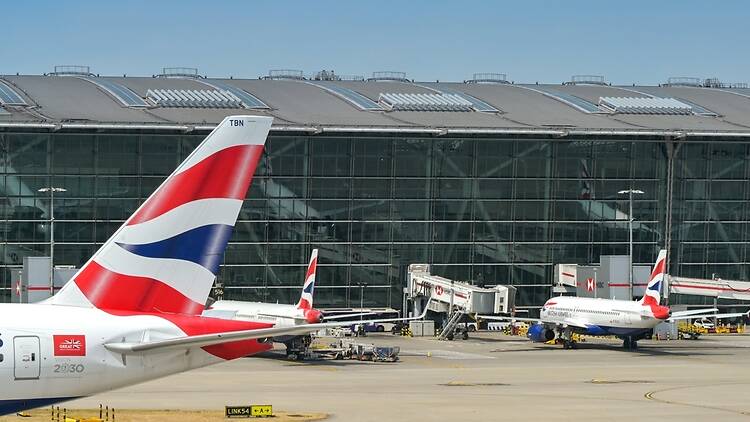 British Airways planes at Heathrow Airport British Airways planes at Heathrow Airport