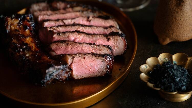 Sliced steak at The Meat & Wine Co