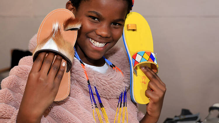 Locally made art, sandals and décor items shown by Siphosethu Mathe. Locally made art, sandals and décor items shown by Siphosethu Mathe.