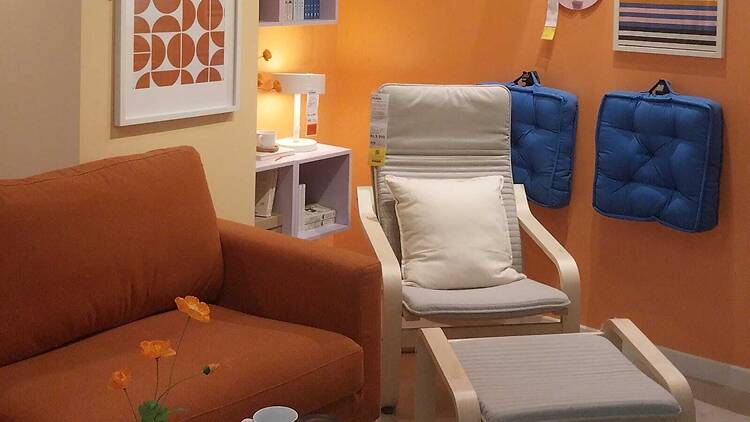One of many room sets in IKEA's new Saket store