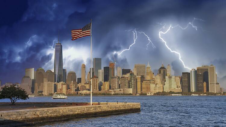 Downtown Manhattan skyline under a coming storm Downtown Manhattan skyline under a coming storm