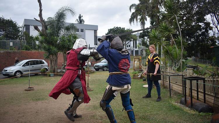 Durban swords(wo)man, Christa Martin fighting Logan Laas.
