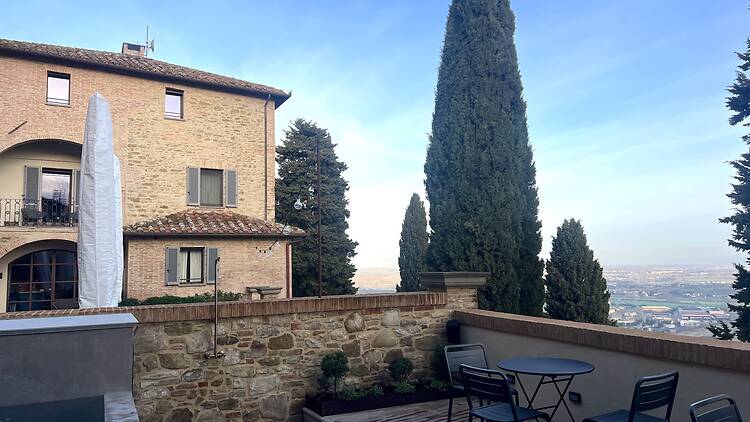 The terrace at Rastrello in Panicale, Umbria
