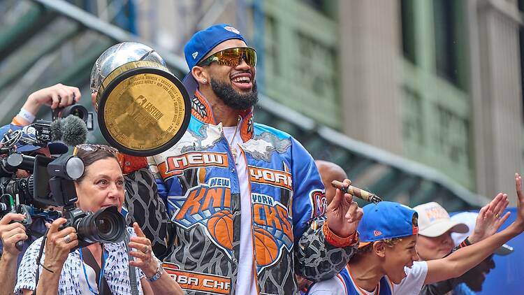 New York Knicks celebrate their 2025-26 championship win with ticker-tape parade