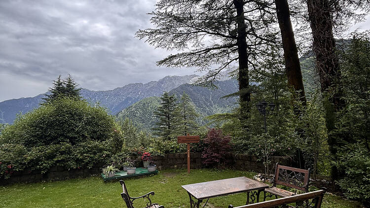 The front lawn on a rainy day