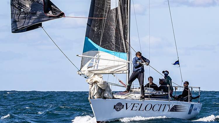  Nqoba Mswazi on the bow of Velocity during last year's MSC Week.