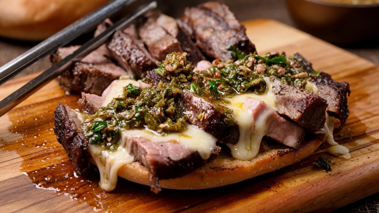 Argentinian-inspired beef and chimichurri sandwich