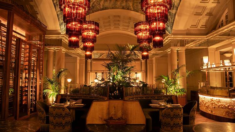 The grand ceiling design at Amura.