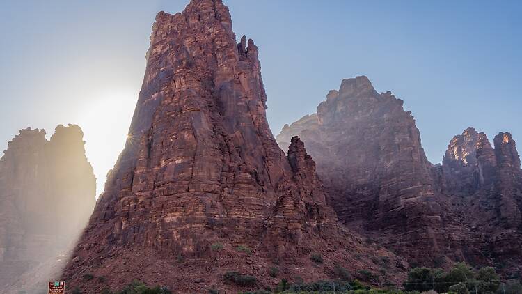 Middle East, Saudi Arabia,Tabuk, Wadi Al-Disha, Prince Mohammed bin Salman Natural Reserve. Wadi Al-Disha, known as the Grand Canyon of Saudi Arabia and the Valley of the Palms.
