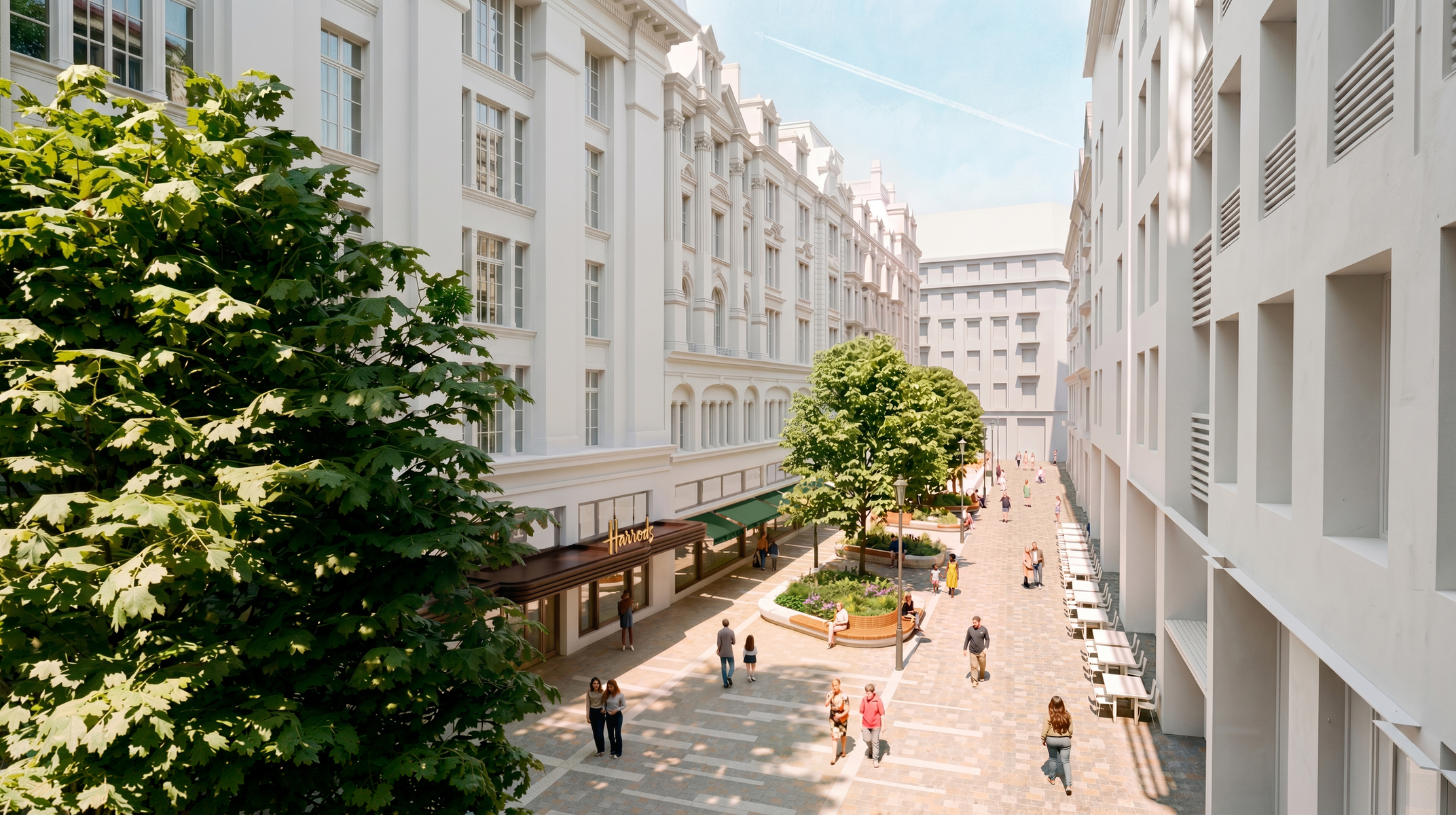 A busy street in Knightsbridge is getting a green, pedestrian-friendly makeover
