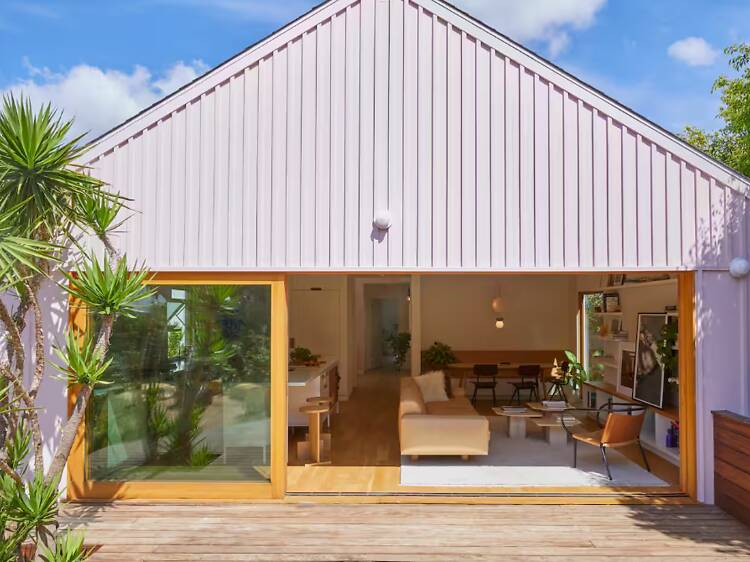 The pastel-hued house in Atwater