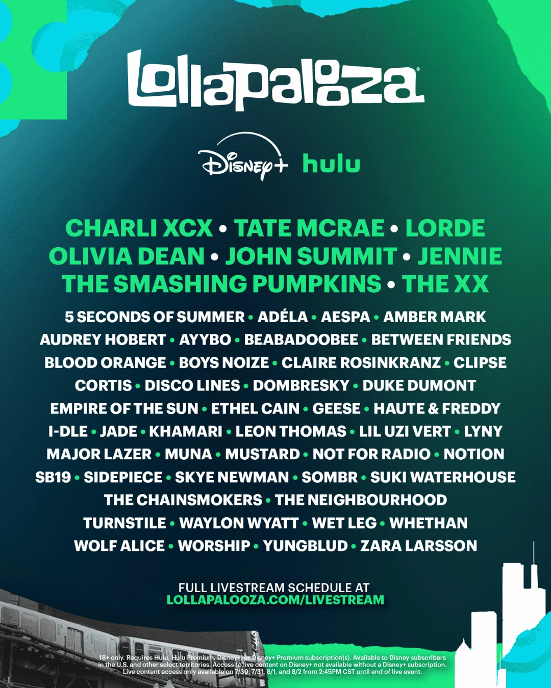 Lollapalooza 2026 livestream lineup
