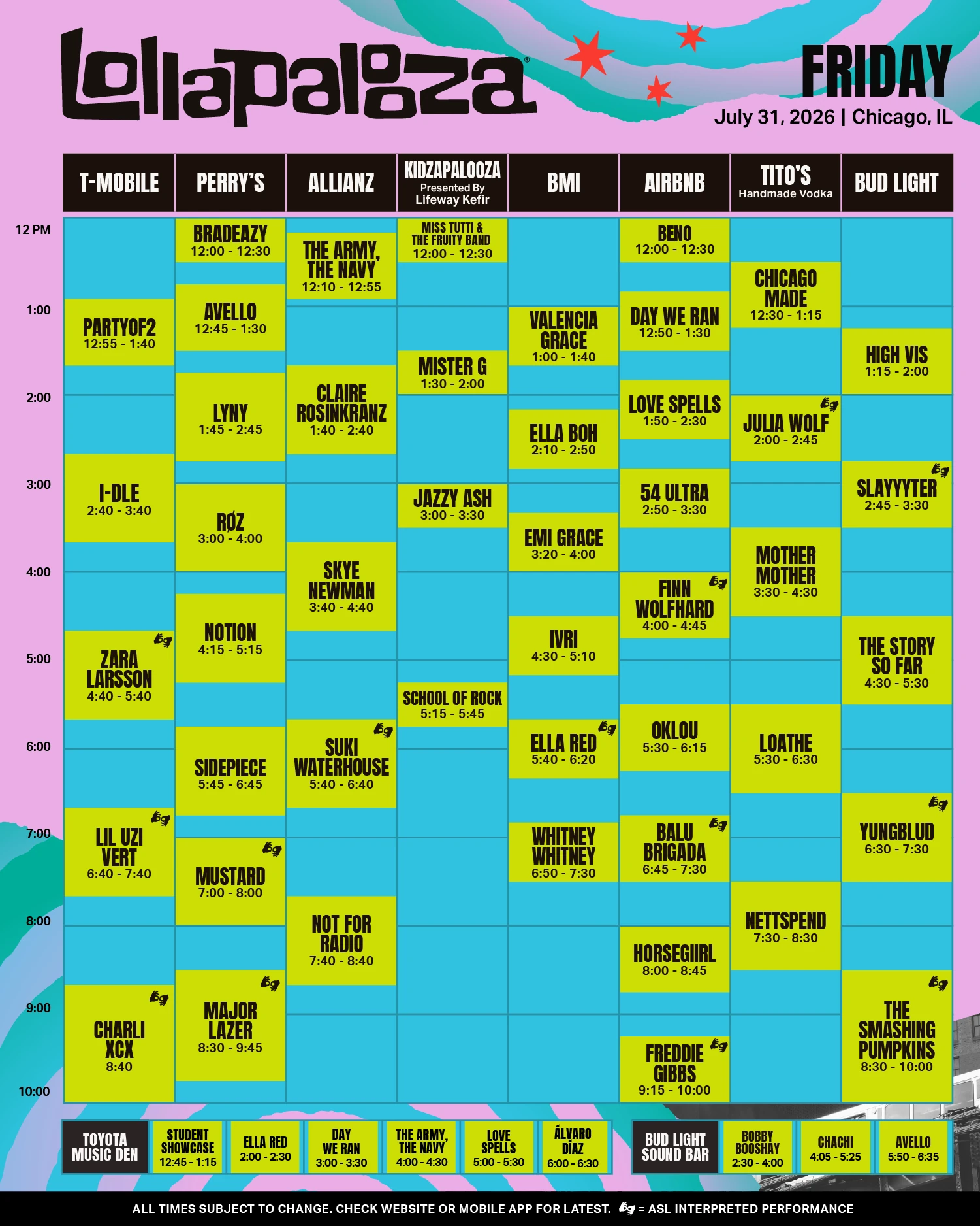 Lollapalooza Friday schedule