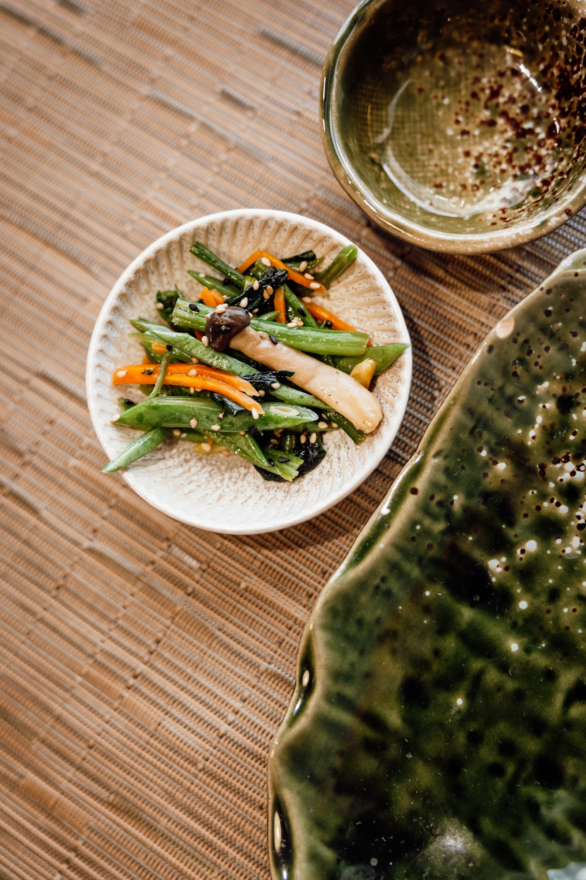 Legumes salteados do Soan Sushi Kaiseki 