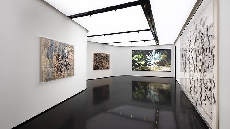 An indoor art gallery at Art’otel Rome Via Veneto