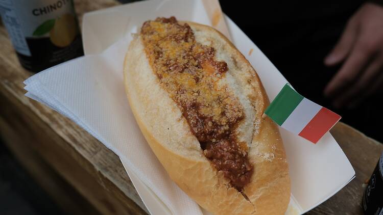 Preston Market Italian Day A meatball sub.