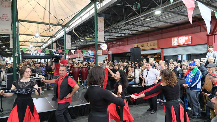 Preston Market Italian Day People dancing at Preston Market.
