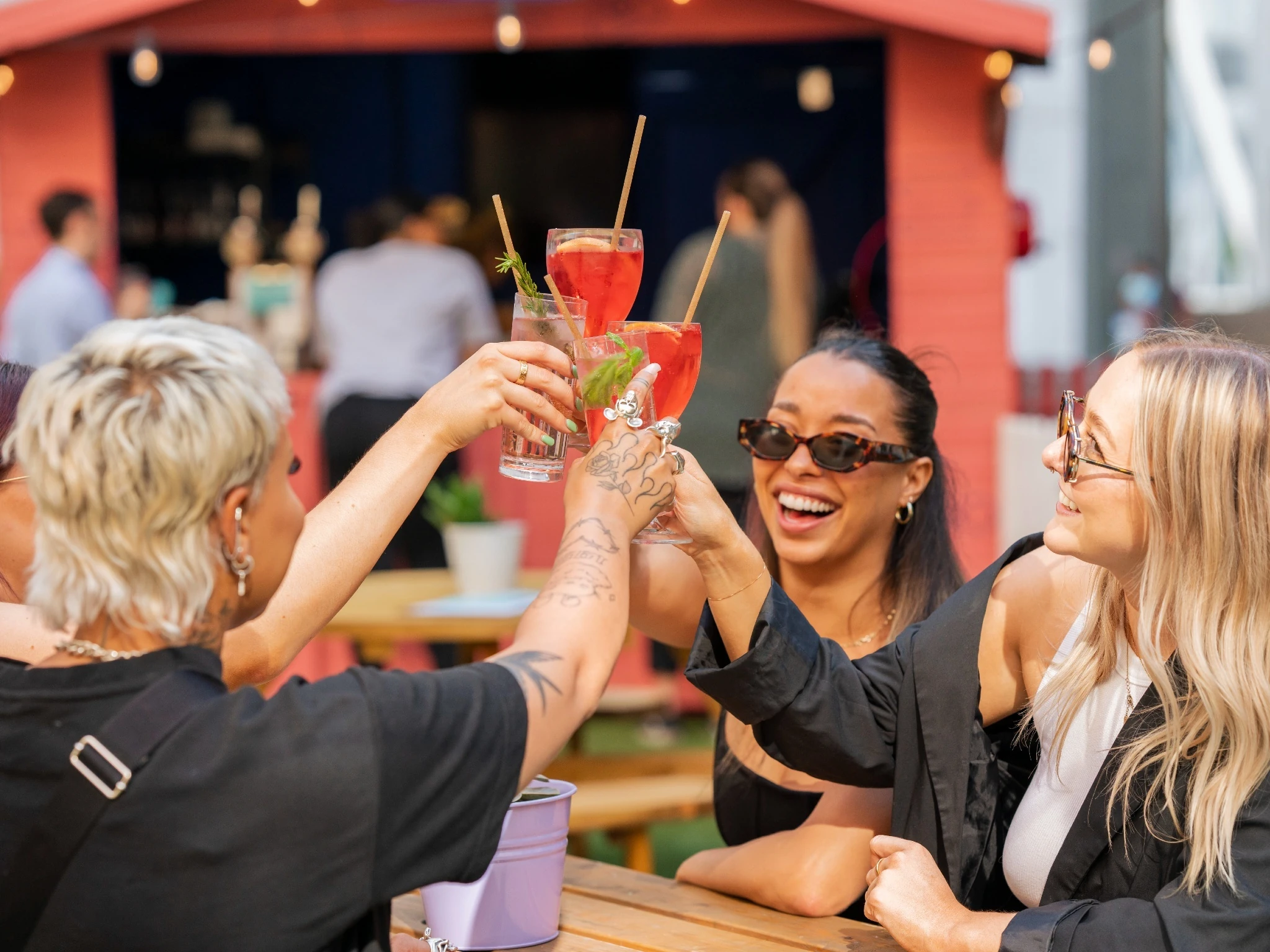 Spritzes on Electric Shuffle Canary Wharf&rsquo;s summer terrace