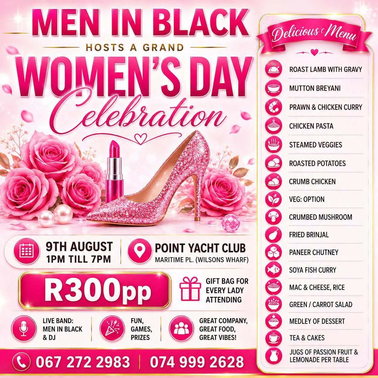A great buffet meal, live music, and a stunning setting make for a great Women's Day celebration. 