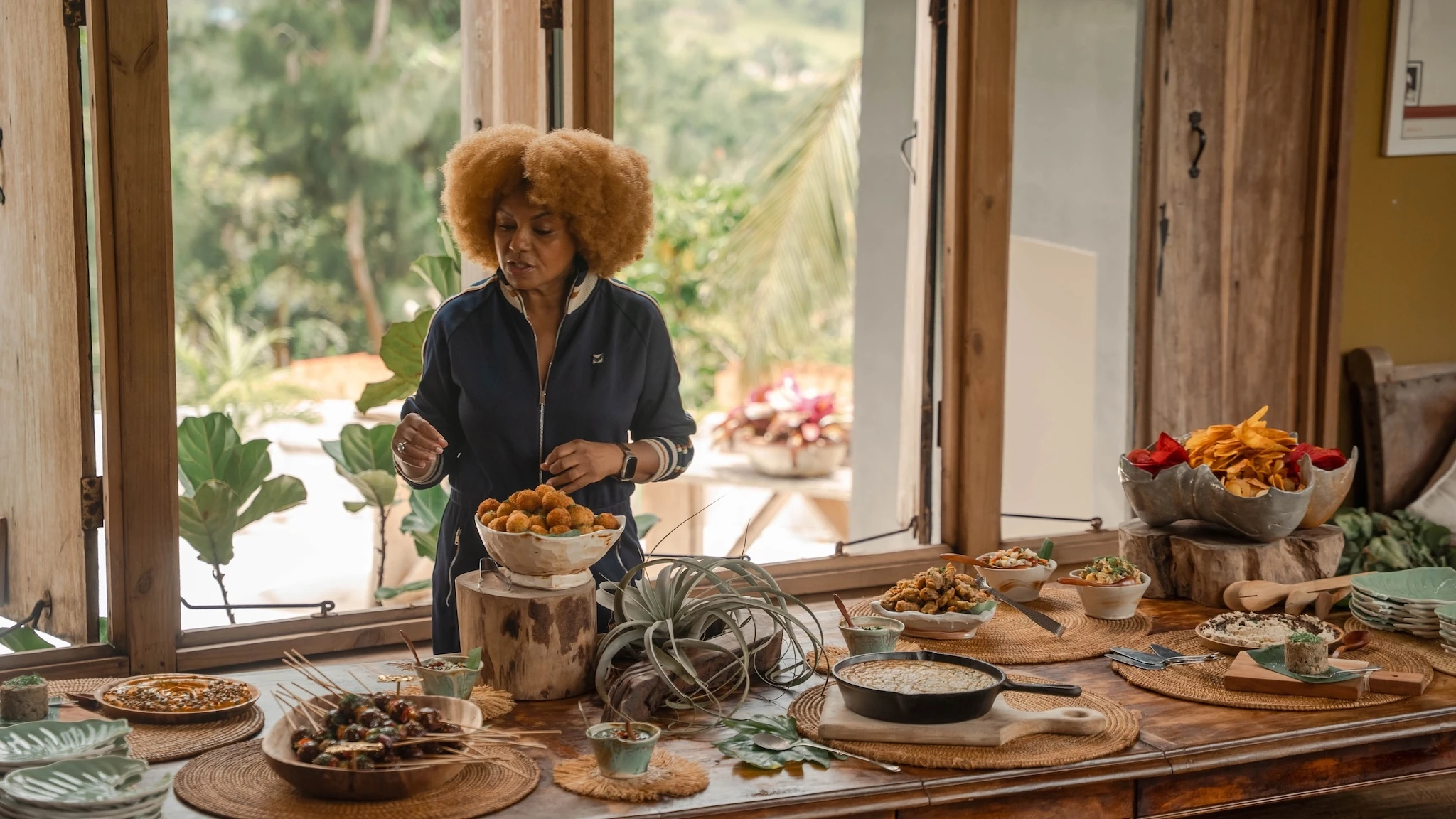 A vegan spread at Stush in the Bush, Jamaica