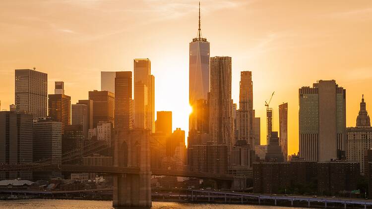New York City skyline at sunset New York City skyline at sunset