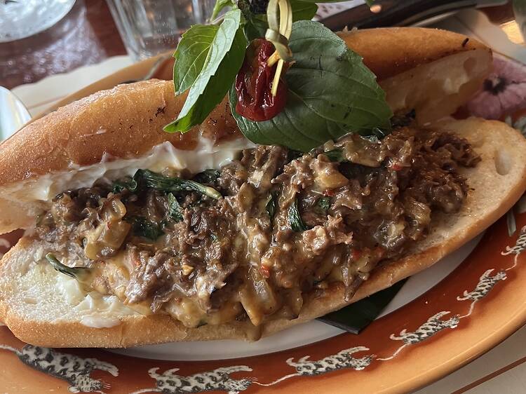 Cheesesteak Phat Bai Horapha at Thai Diner