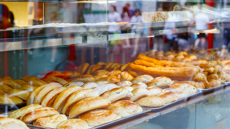 Chinese buns at a bakery in Chinatown, London Chinese buns at a bakery in Chinatown, London