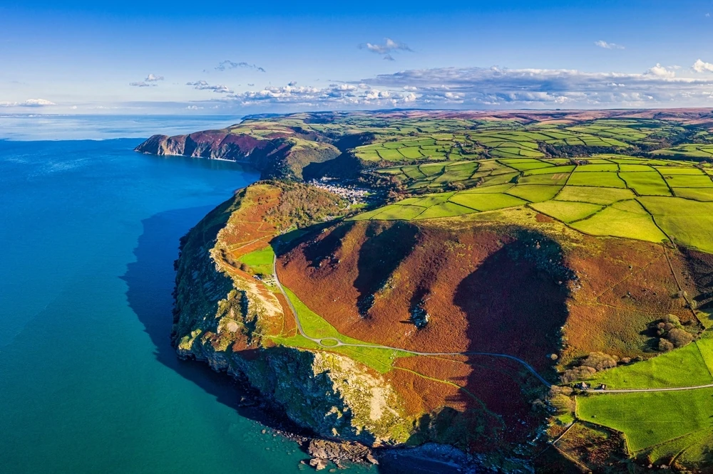 Aerial view of Lynton, Exmoor National Park