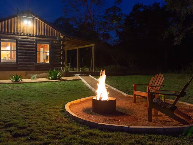 The log cabin in the Wimberley outskirts The log cabin in the Wimberley outskirts