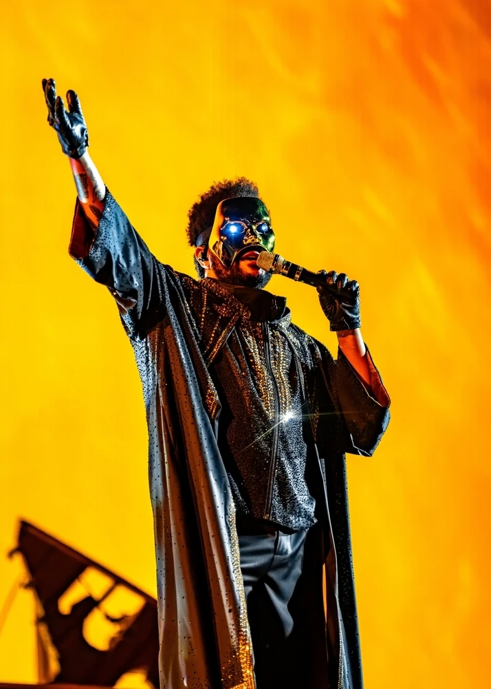 The Weeknd performing live, 2025