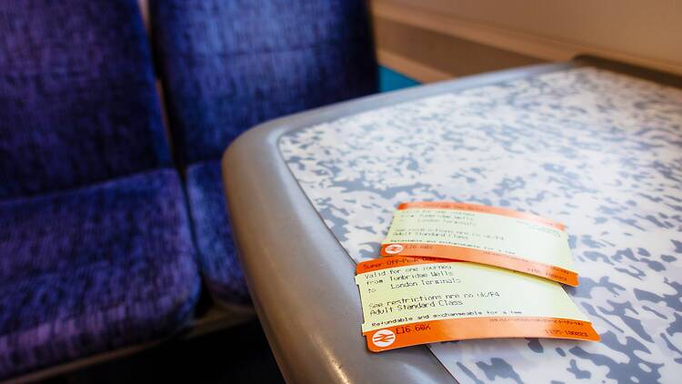 Train tickets on a train Train tickets on a train