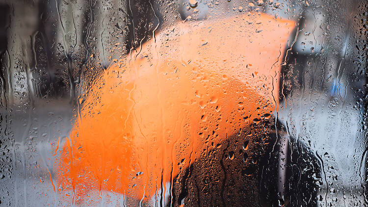 Rainy weather and raindrops on the glass. Rainy weather and raindrops on the glass. A window with raindrops.