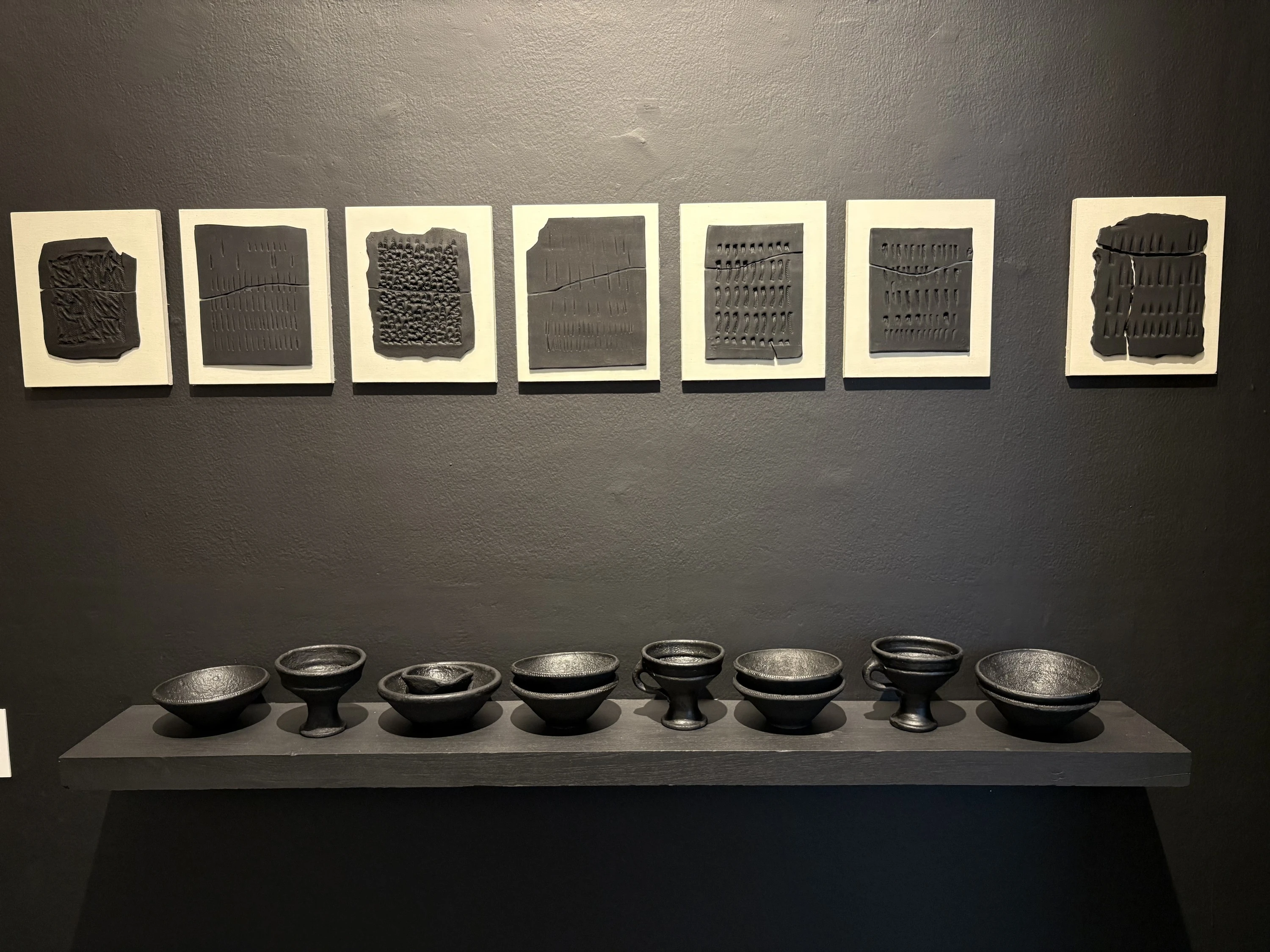 Charcoal artifacts on display