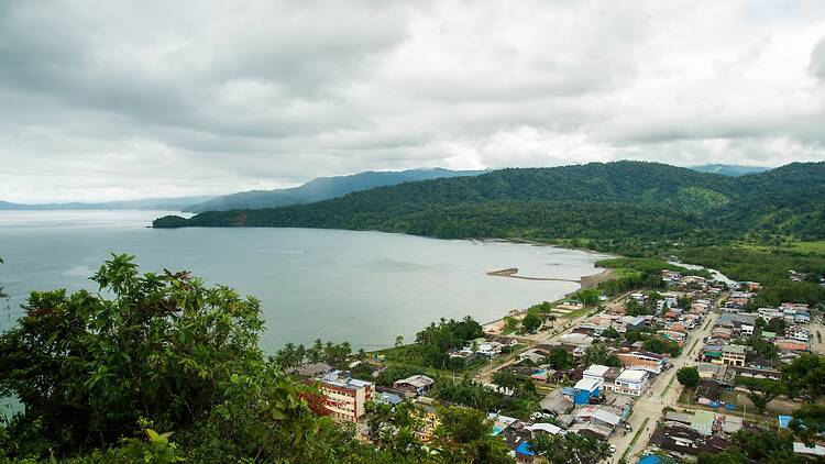 The beach and town of Bahía Solano in the Chocó region of Colombia The beach and town of Bahía Solano in the Chocó region of Colombia