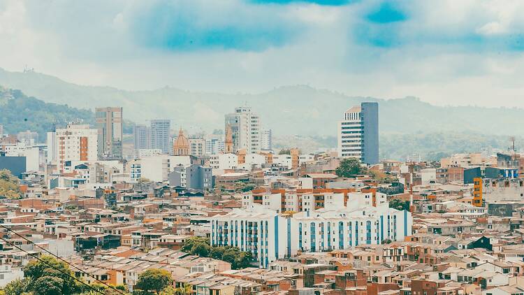 Panoramic landscape with buildings and sky in the city of Pereira, Colombia Panoramic landscape with buildings and sky in the city of Pereira, Colombia