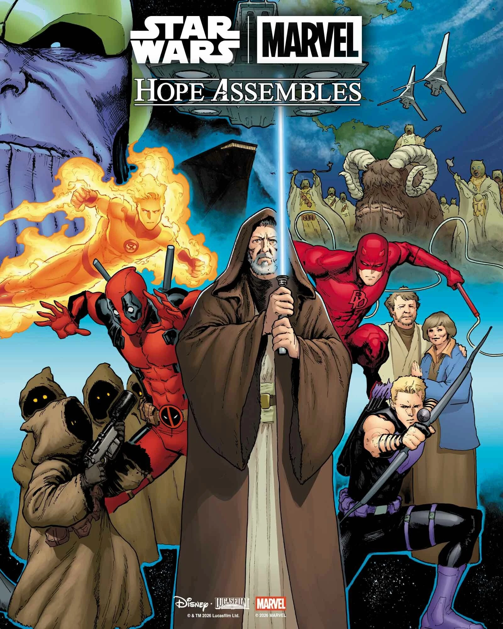 Star Wars/Marvel: Hope Assembles with Obi-Wan, Hawkeye, Deadpool and more. 