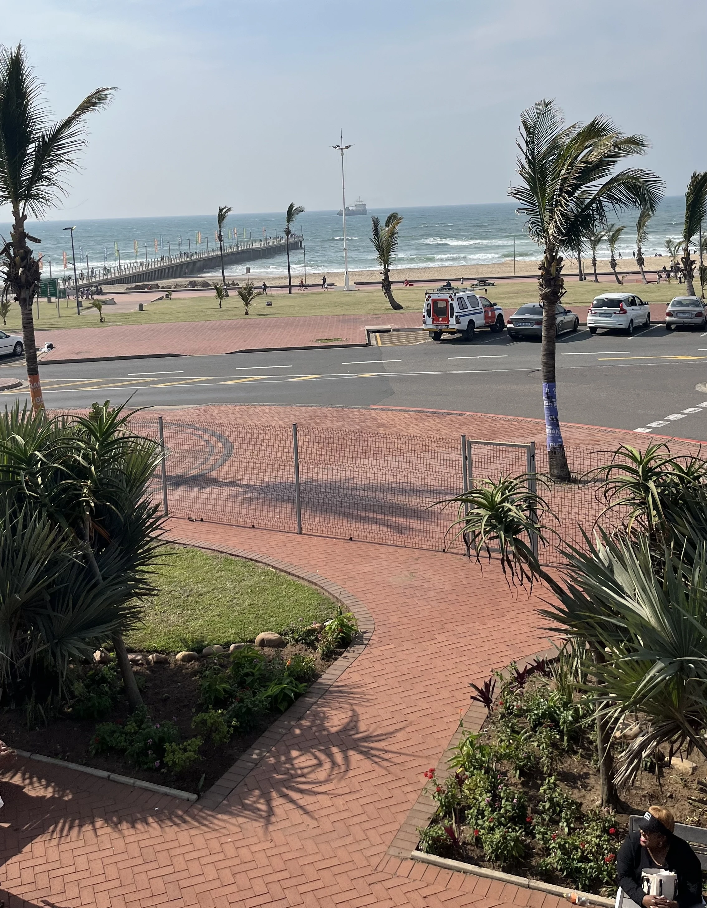 Durban beachfront and promenade overlooking the Indian Ocean.