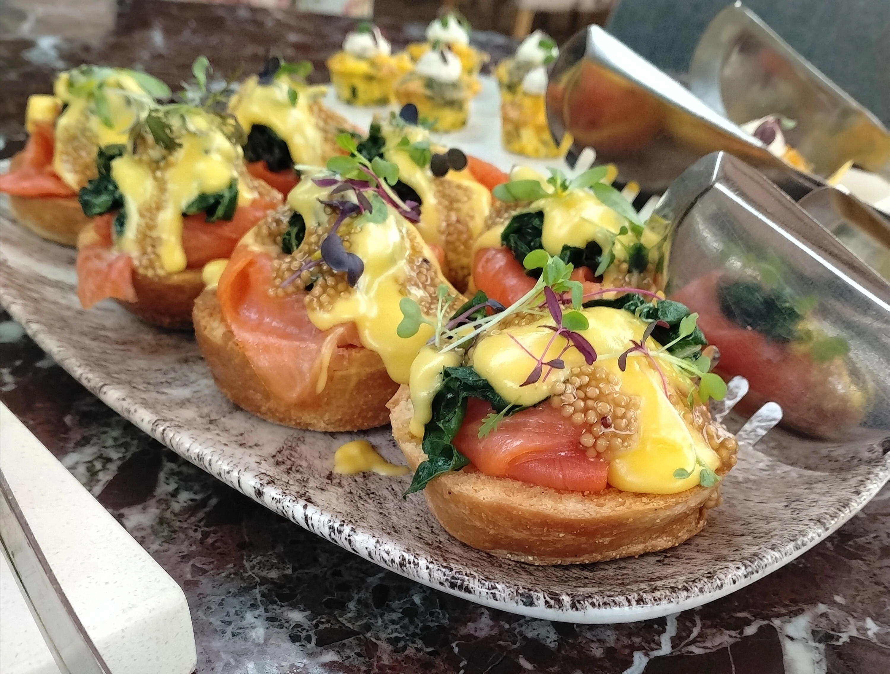 Smoked salmon and Hollandaise sauce on a lightly toasted English muffin? 