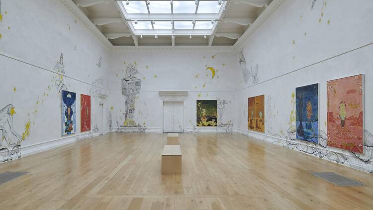 A display by Brazilian artist Paulo Nimer Pjota at South London Gallery