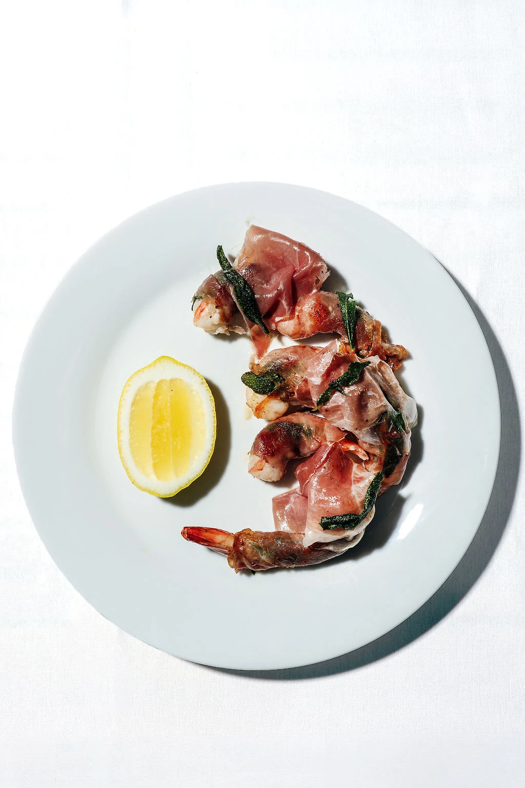 Tiger prawn saltimbocca.