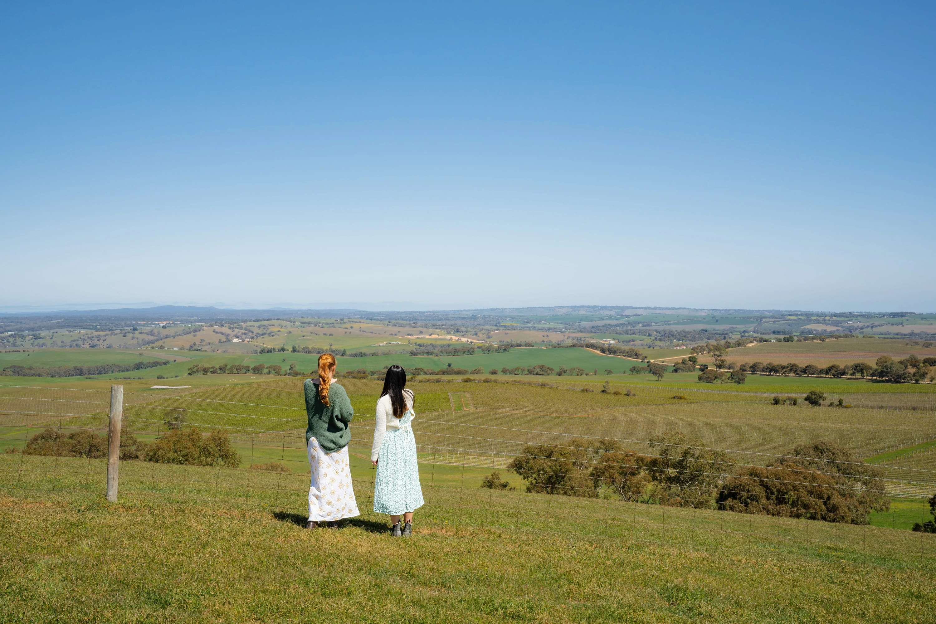 Two women in field