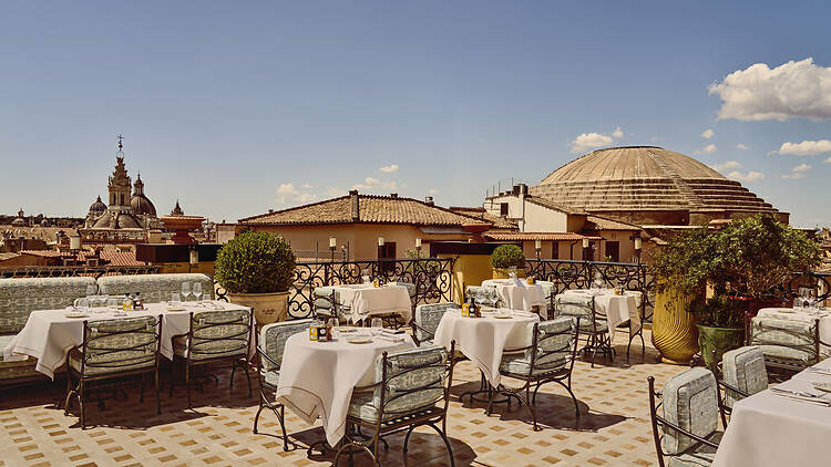 Orient Express La Minerva Hotel rooftop in Rome, Italy