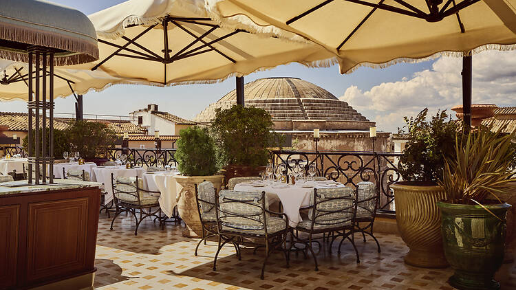 Orient Express La Minerva Hotel rooftop in Rome, Italy
