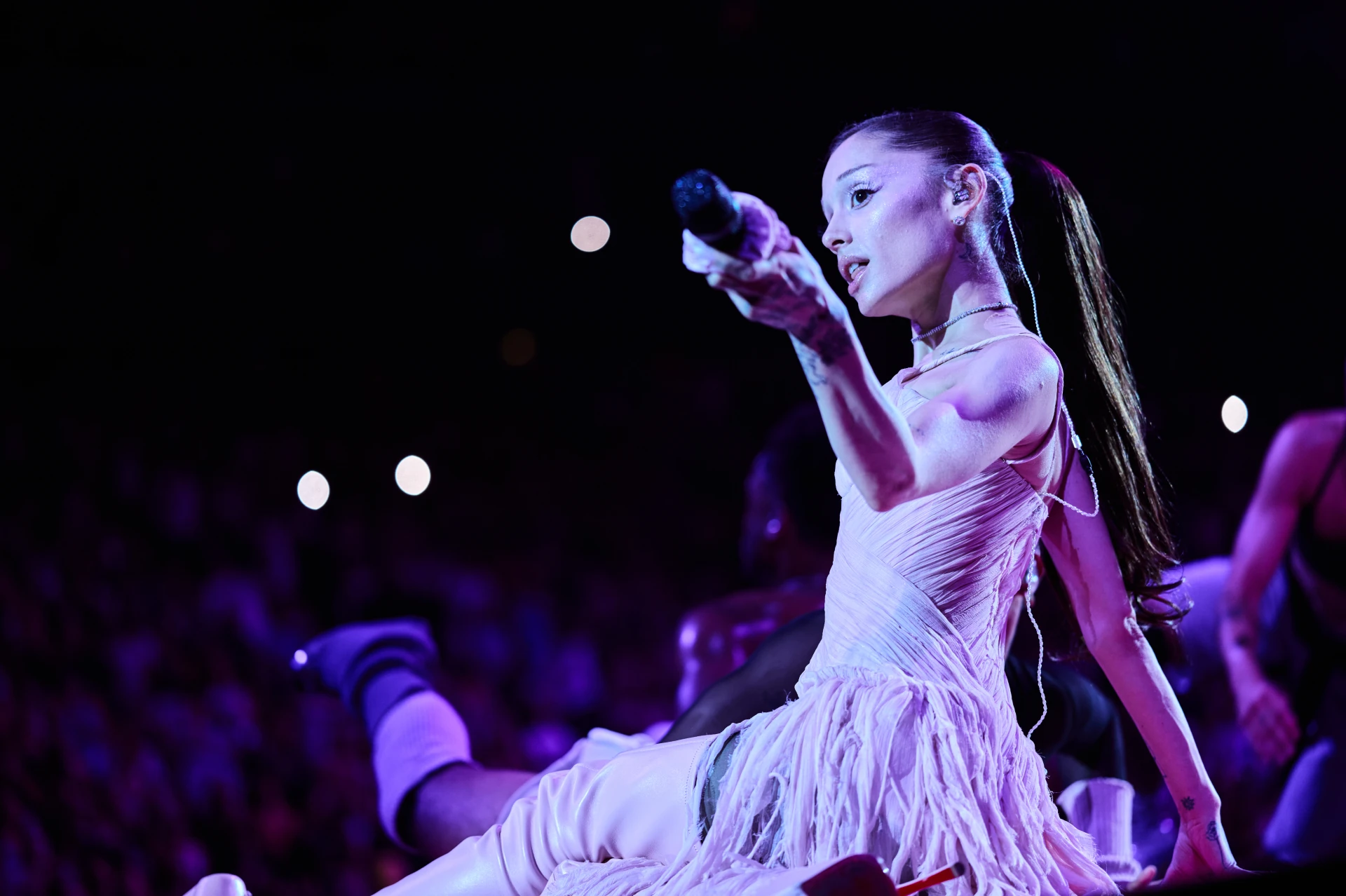 Ariana Grande performing in London, Eternal Sunshine Tour