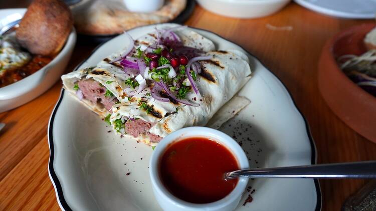 Two kebabs on a plate