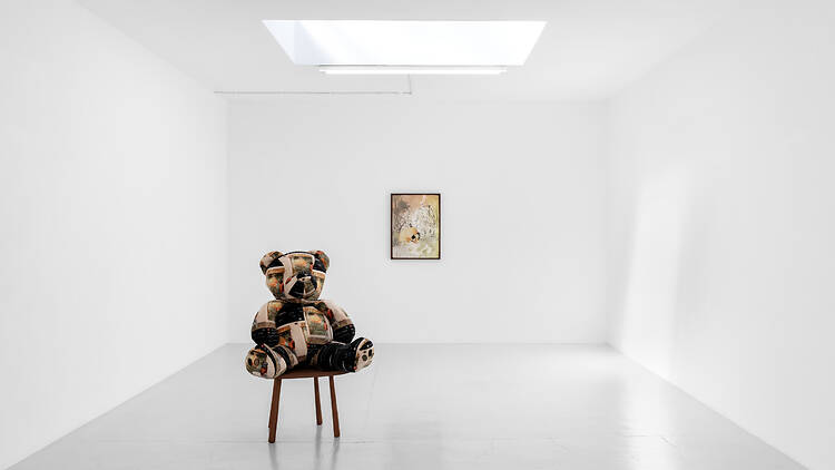 A sculpture of a teddy at Rose Easton Gallery