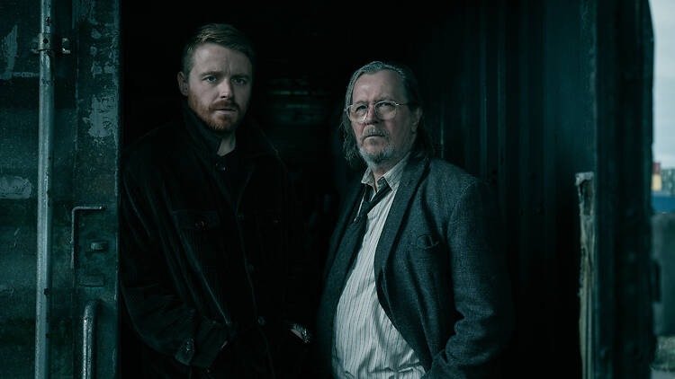 'Slow Horses' on Apple TV (season 6) A screenshot from 'Slow Horses' on Apple TV (season 6) features Gary Oldman and Jack Lowdon
