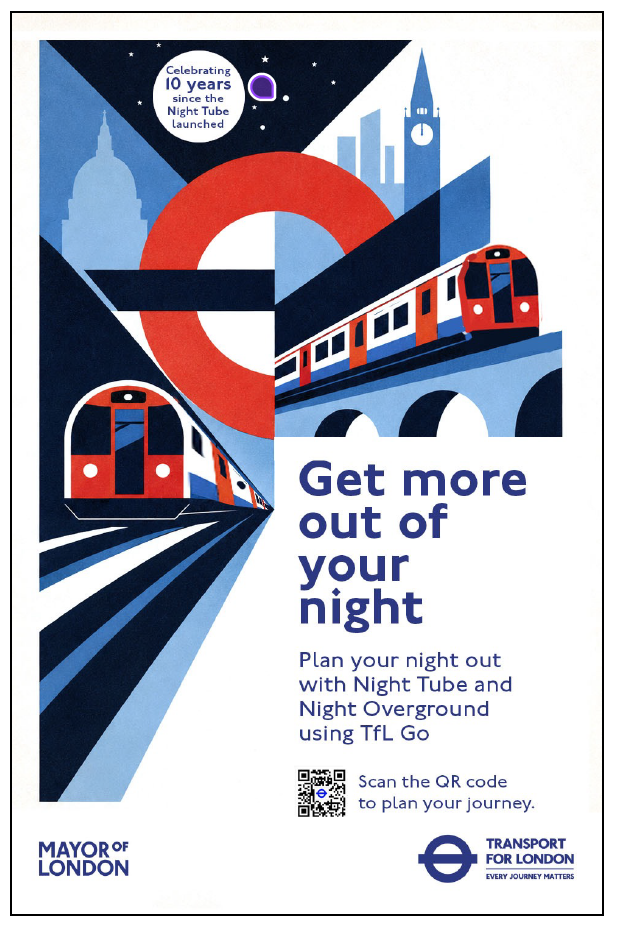 Night tube poster, London